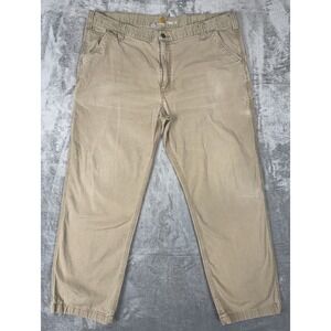 Carhartt Men Pants Relaxed Fit Rugged Flex Canvas Work Casual Tan Khaki 42 X 30‎